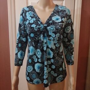 Two Beautiful women's size small long sleeve floral blouse shirt top